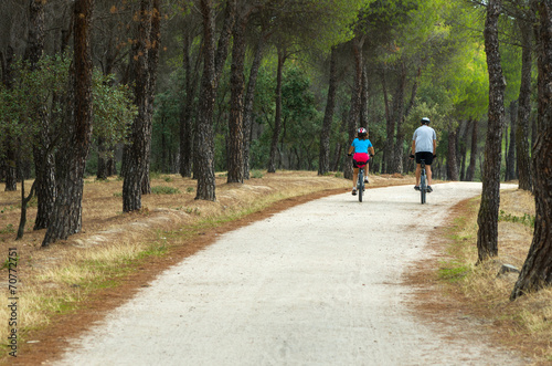 Paseo en bicicleta por el bosque
