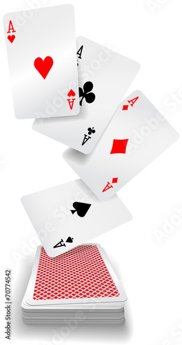 Playing cards aces poker deck