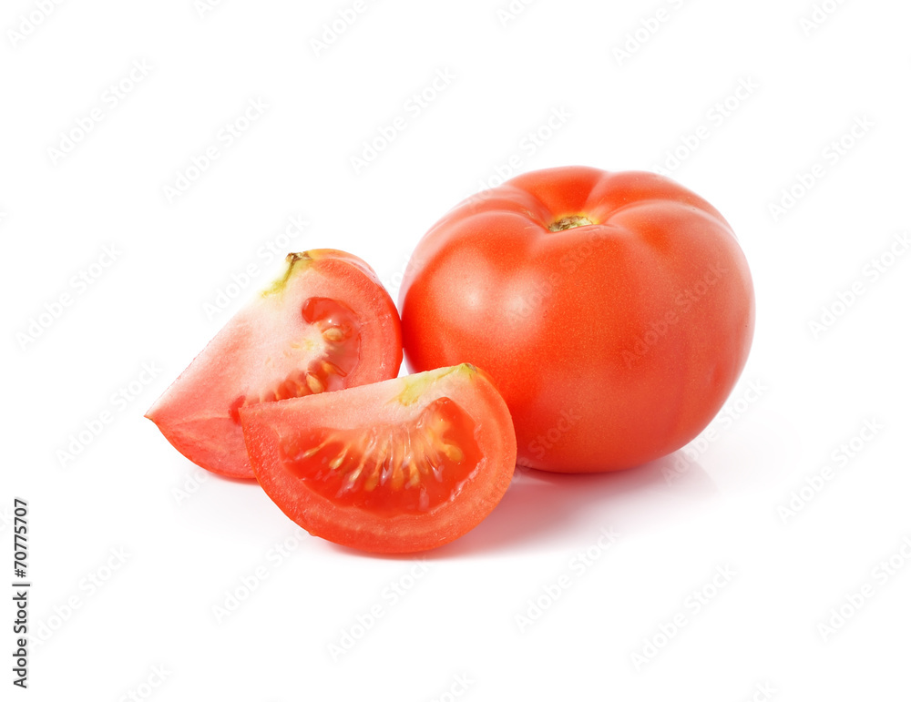 red tomato vegetable with cut isolated on white background red tomato vegetable with cut isolated on white background