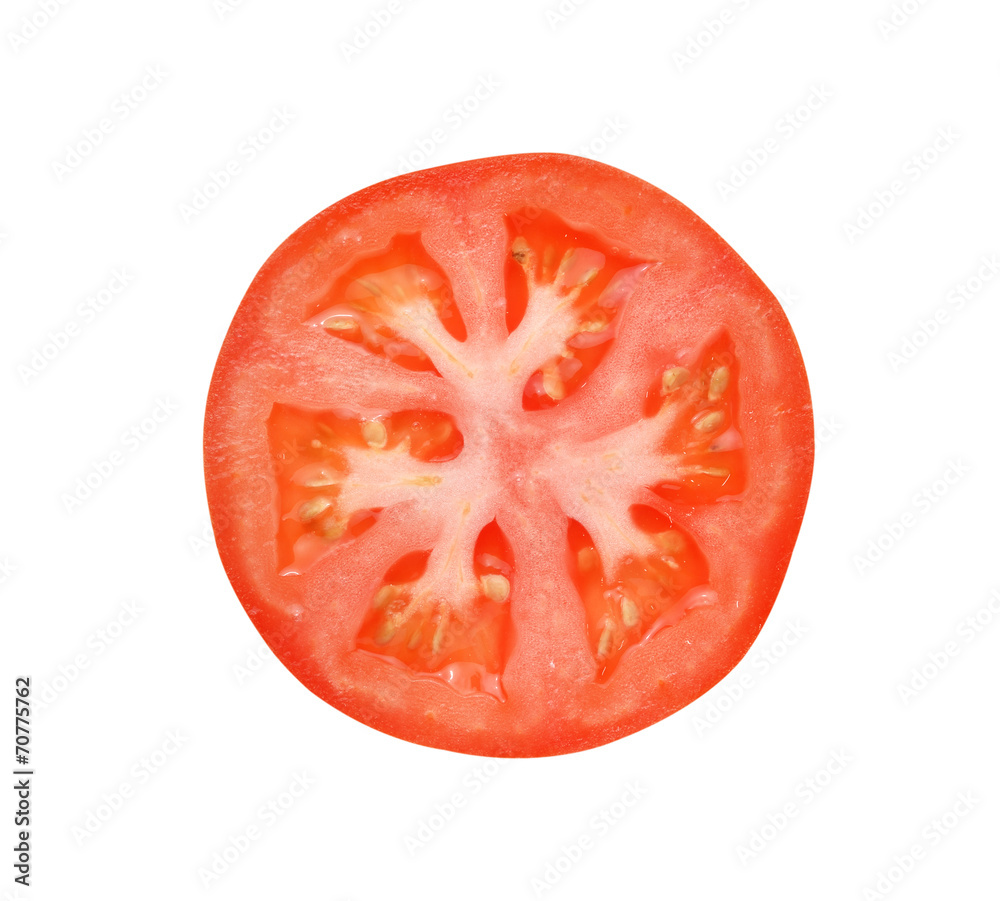 Tomato slice isolated on white background