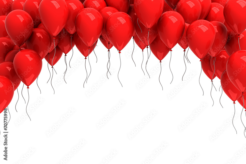 Background of red balloons - obrazy, fototapety, plakaty 