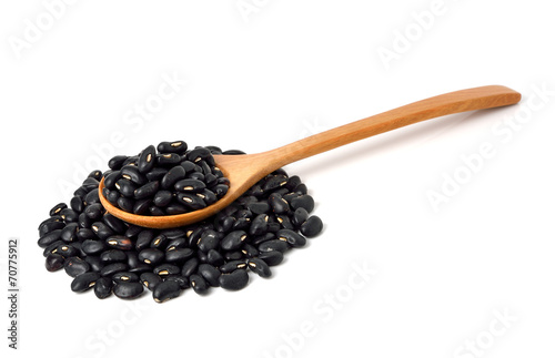 Black beans on white background