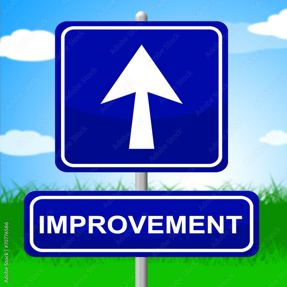Improvement Sign Means Upward Progress And Advancing Improvement Sign Means Upward Progress And Advancing