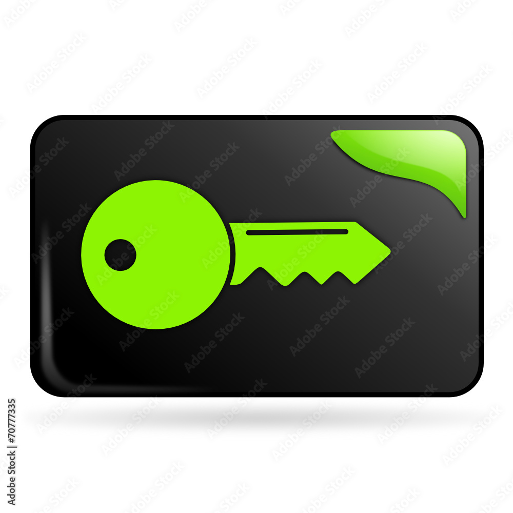 clef sur bouton web rectangle vert