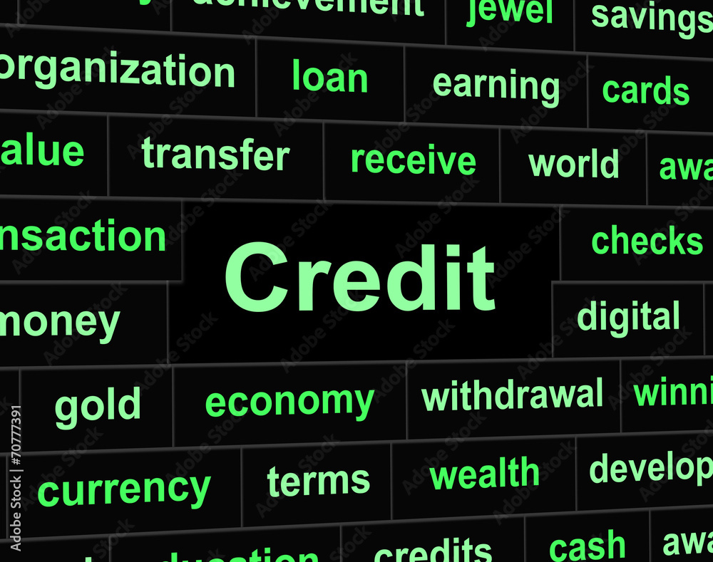 Fototapeta premium Debts Credit Means Debit Card And Bankcard