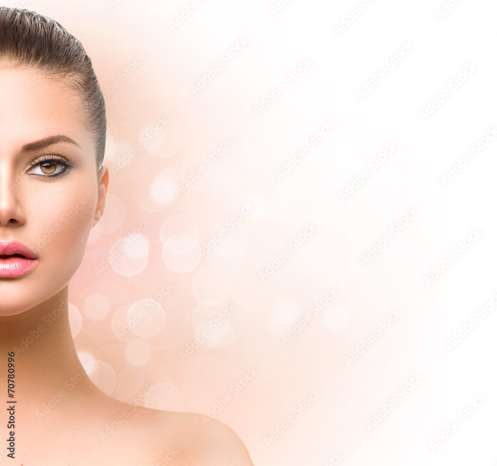 Naklejka premium Beautiful Spa Woman. Perfect Fresh Skin. Skincare Concept