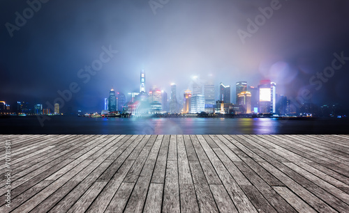 Canvas Print night view at shanghai china