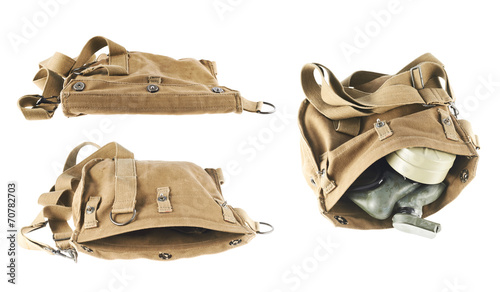 Brown army shoulder bag isolated