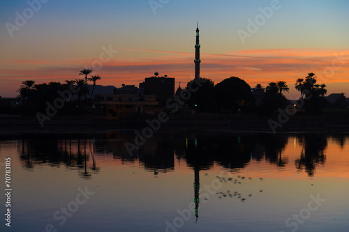 sunrise at Edfu, Nile River, Egypt