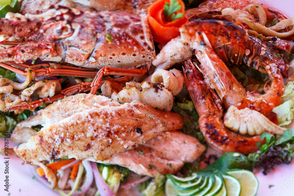 Grilled seafood platter