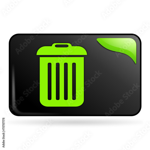 poubelle sur bouton web rectangle vert