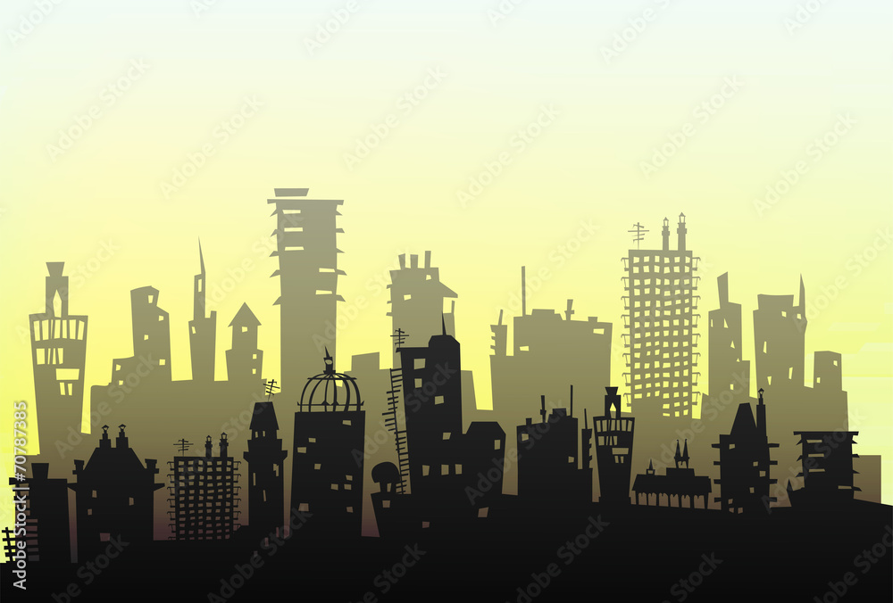 City background with a lots of buildings