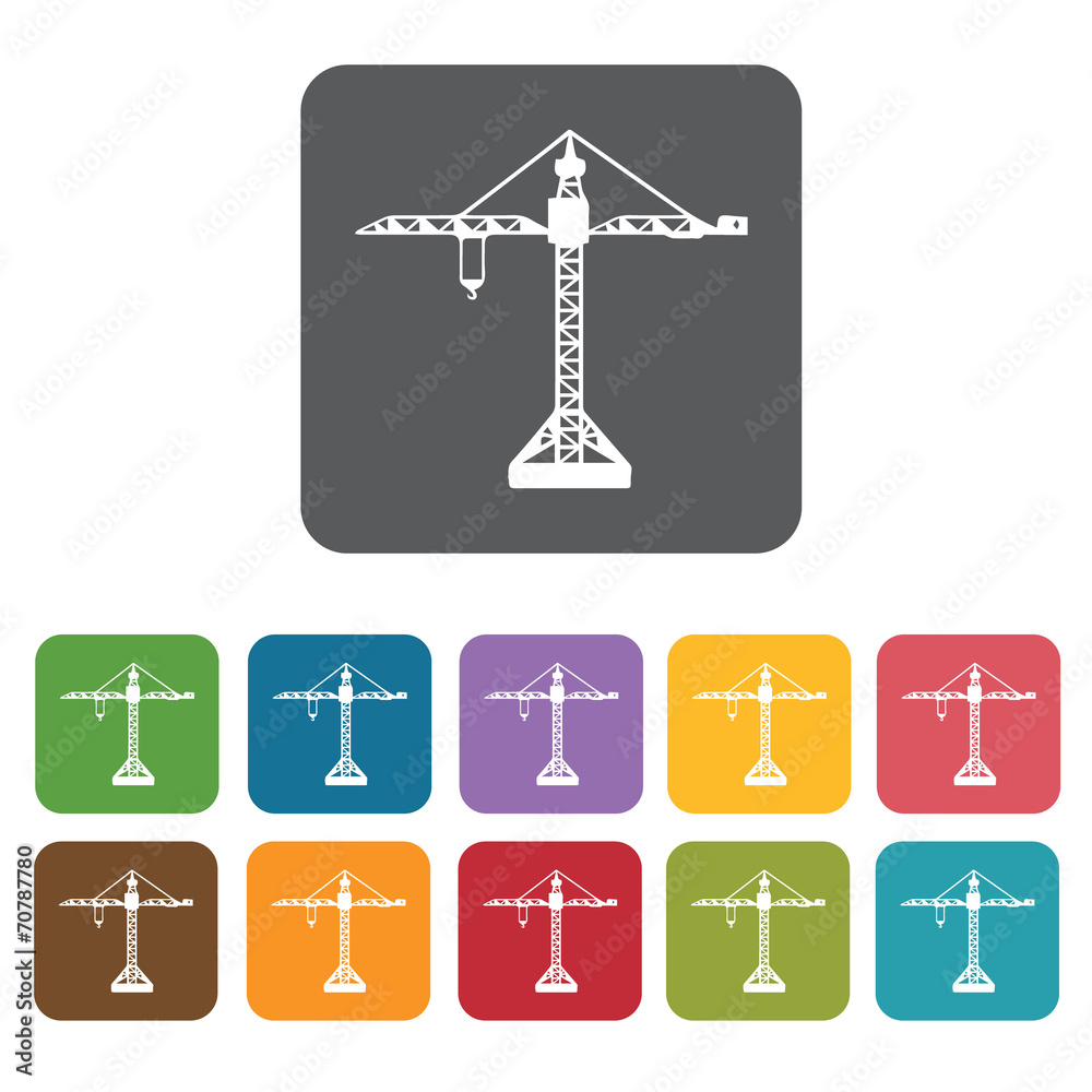 Crane building icon. Building and construction and home repair t Crane building icon. Building and construction and home repair t