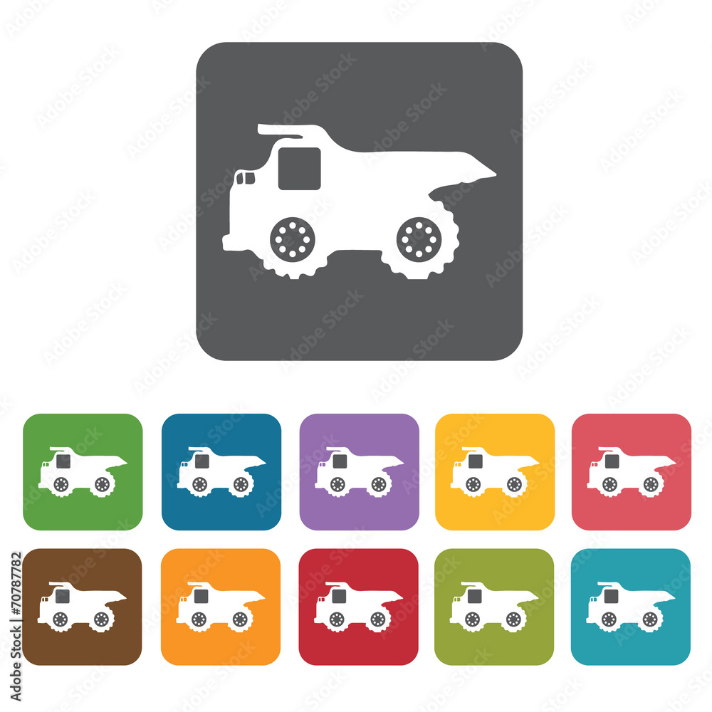 Dump truck building icon. Building and construction and home rep