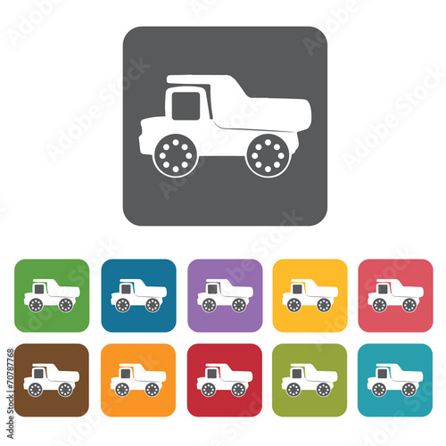 Dump truck building icon. Building and construction and home rep