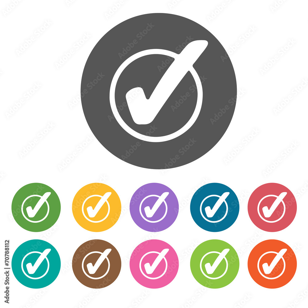 Check with circle icon. Check Mark Sign Symbol icon set. Round c Check with circle icon. Check Mark Sign Symbol icon set. Round c