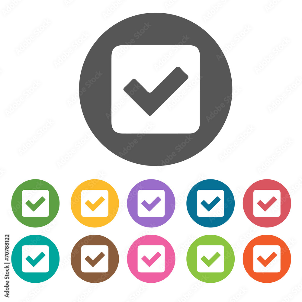 Check inside a box icon. Check Mark Sign Symbol icon set. Round Check inside a box icon. Check Mark Sign Symbol icon set. Round