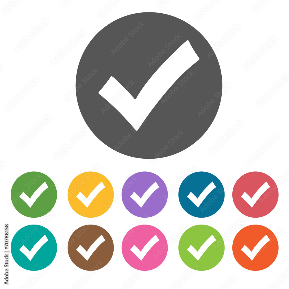 Check with circle icon. Check Mark Sign Symbol icon set. Round c Check with circle icon. Check Mark Sign Symbol icon set. Round c