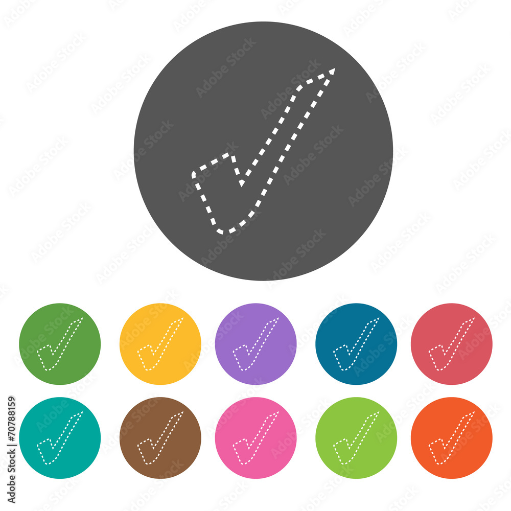 Check icon. Check Mark Sign Symbol icon set. Round colourful 12 Check icon. Check Mark Sign Symbol icon set. Round colourful 12