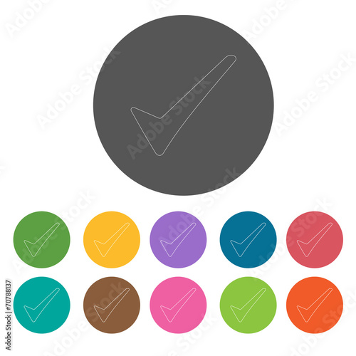 Dawn and colored check icon. Check Mark Sign Symbol icon set. Ro