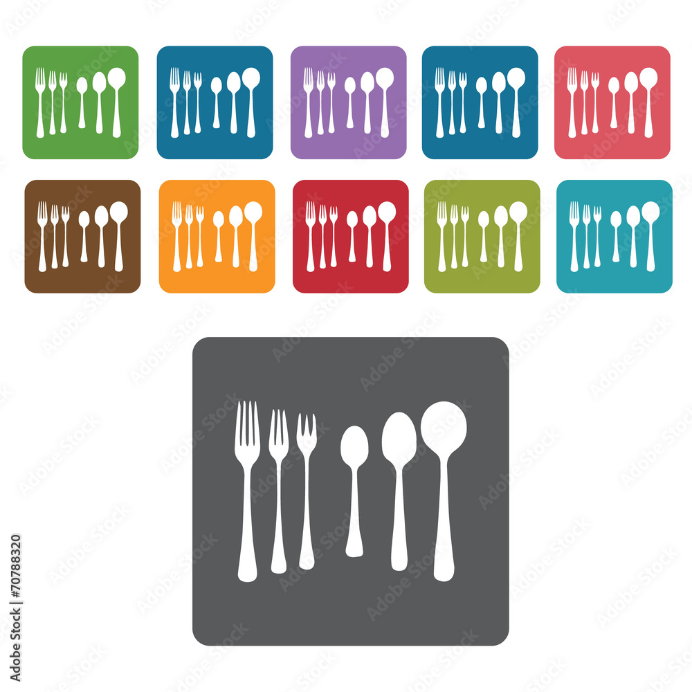Set of forks and spoons icon. Cutlery Set and Kitchen Knives ico Set of forks and spoons icon. Cutlery Set and Kitchen Knives ico