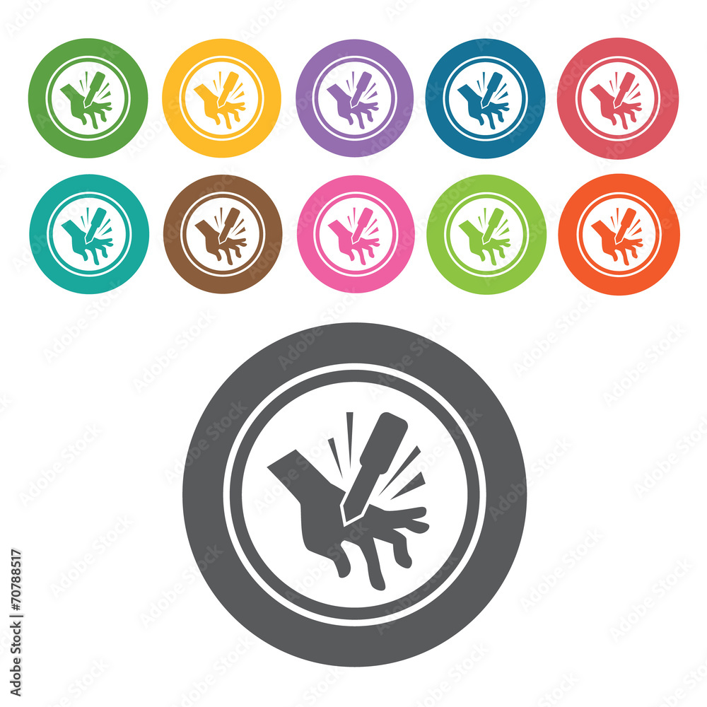 Caution icon. Danger icon set. Round colourful 12 buttons. Vecto Caution icon. Danger icon set. Round colourful 12 buttons. Vecto