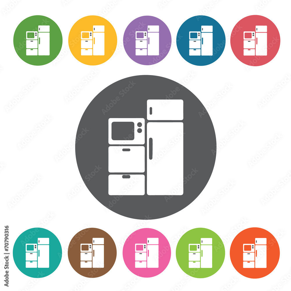 Fridge with microwave icon. Home Furniture Interior icon set. Ro