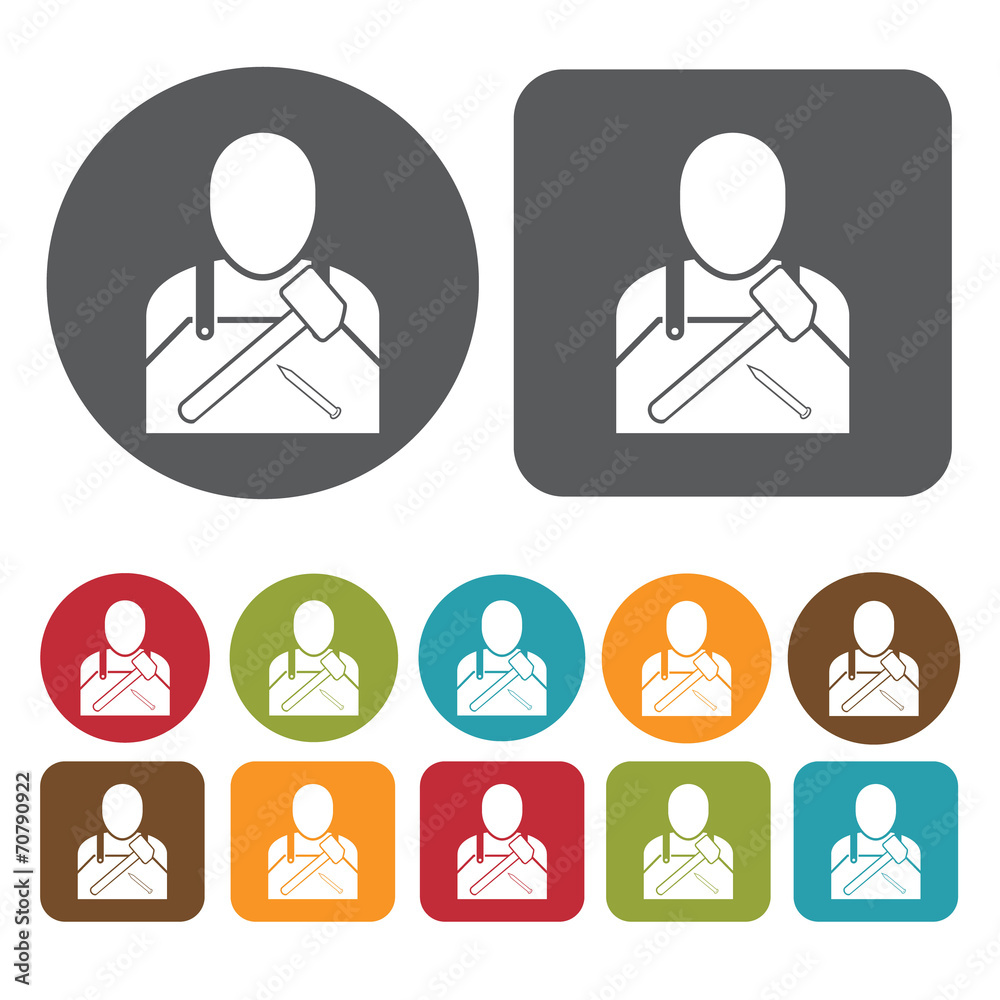 Blacksmith avatar icon. Set of profession people flat style icon