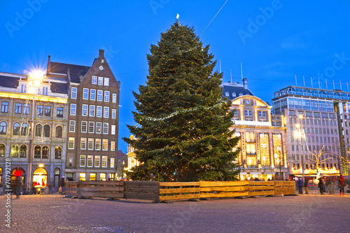 Photography Damsquare in Amsterdam at christmas in the Netherlands
