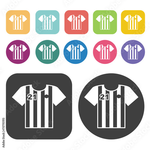 Soccer uniform sign icon. Football soccer icon set. Round and re