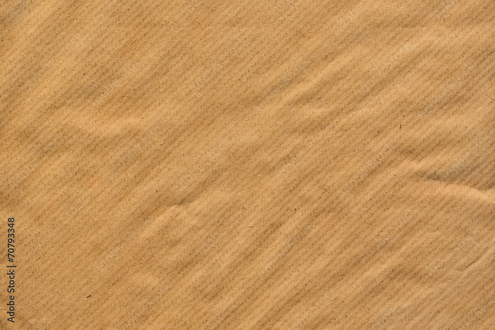 Naklejka premium Recycle Brown Striped Kraft Paper Crumpled Grunge Texture