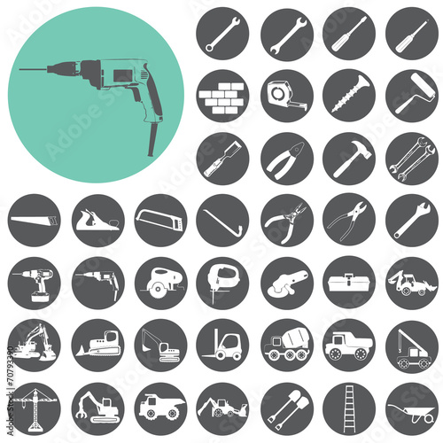 Buliding and construction icons set. Vector Illustration eps10