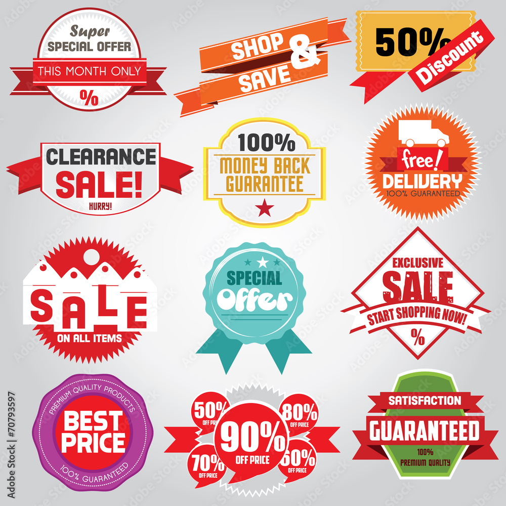 Set of luxury vector sale and bestseller badge labels. Vector Il
