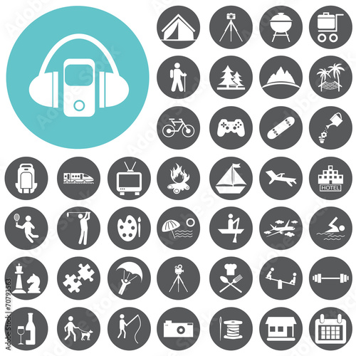 Recreation icons set. Vector Illustration eps10