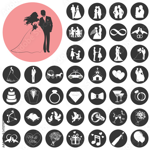 Wedding, marriage, bridal icon set. Vector Illustration eps10