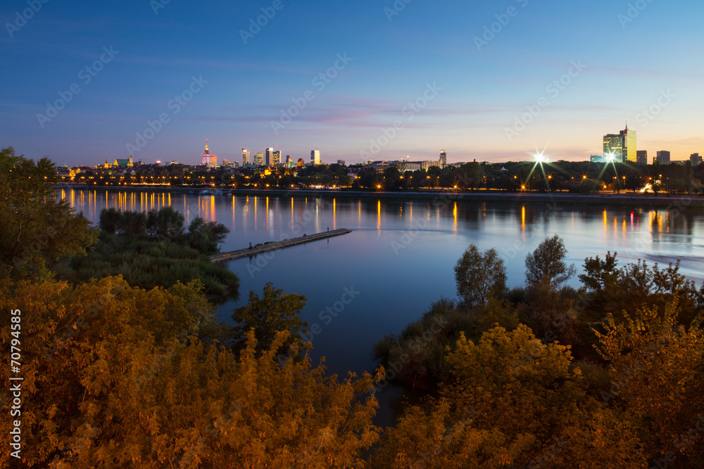 Autumn panorama of Warsaw