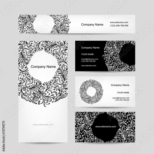 Business cards collection, floral design