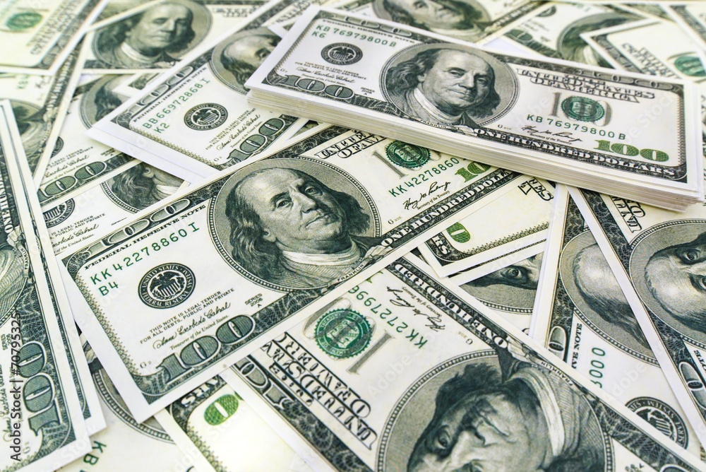 Pile of One hundred US dollar bills Pile of One hundred US dollar bills