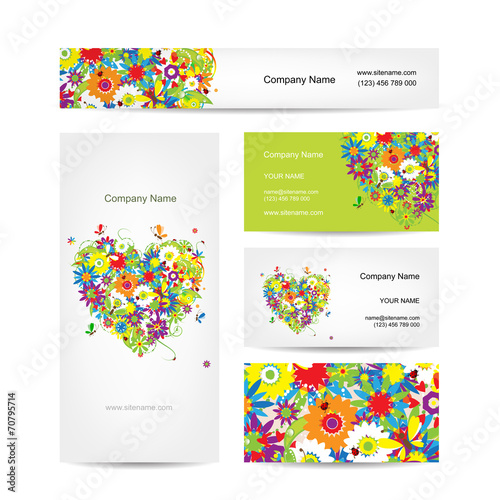 Set of cards, floral heart for your design