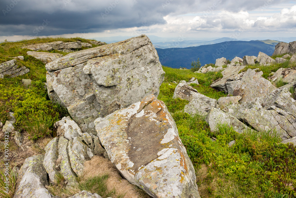 stones and boulders in  hight mountains