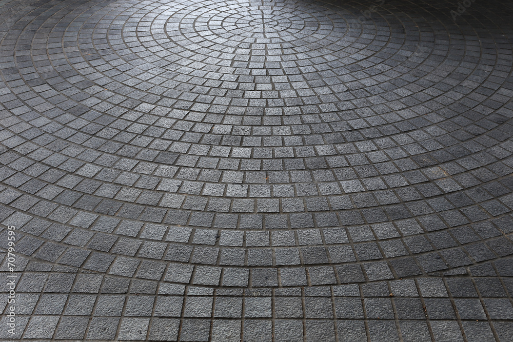 stone block floor of pavement on city street