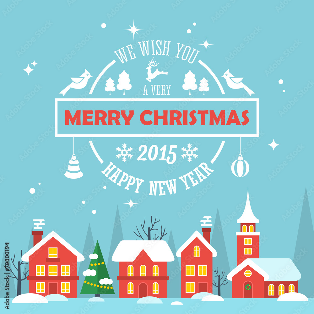 Christmas holiday modern flat design with text typography.