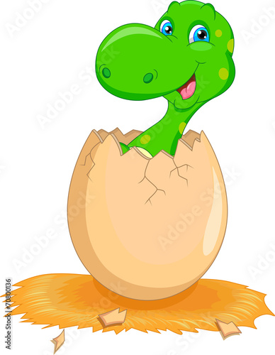 Cute dinosaur cartoon hatching