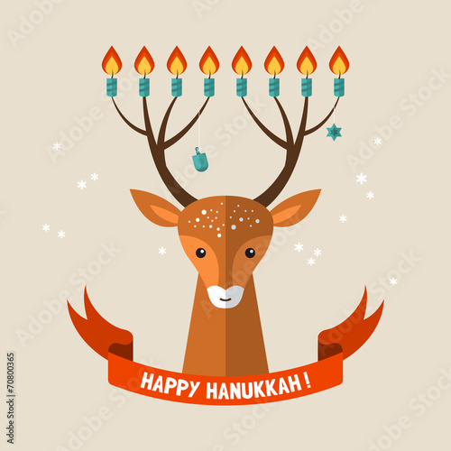 Hanukkah holiday greeting card design. Vector illustration