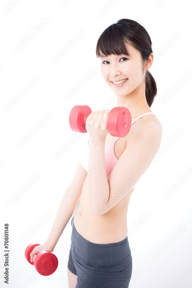 トレーニングする女性 トレーニングする女性