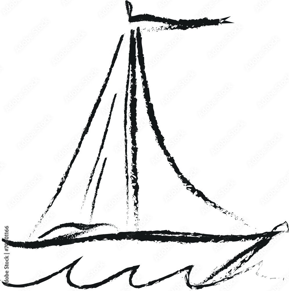 sailboat simple doodle charcoal StockIllustration Adobe Stock