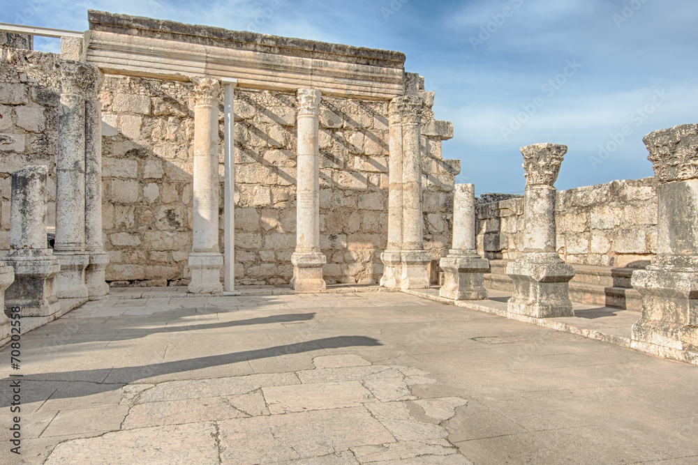 Obraz premium White Synagogue, Capernaum, Israel