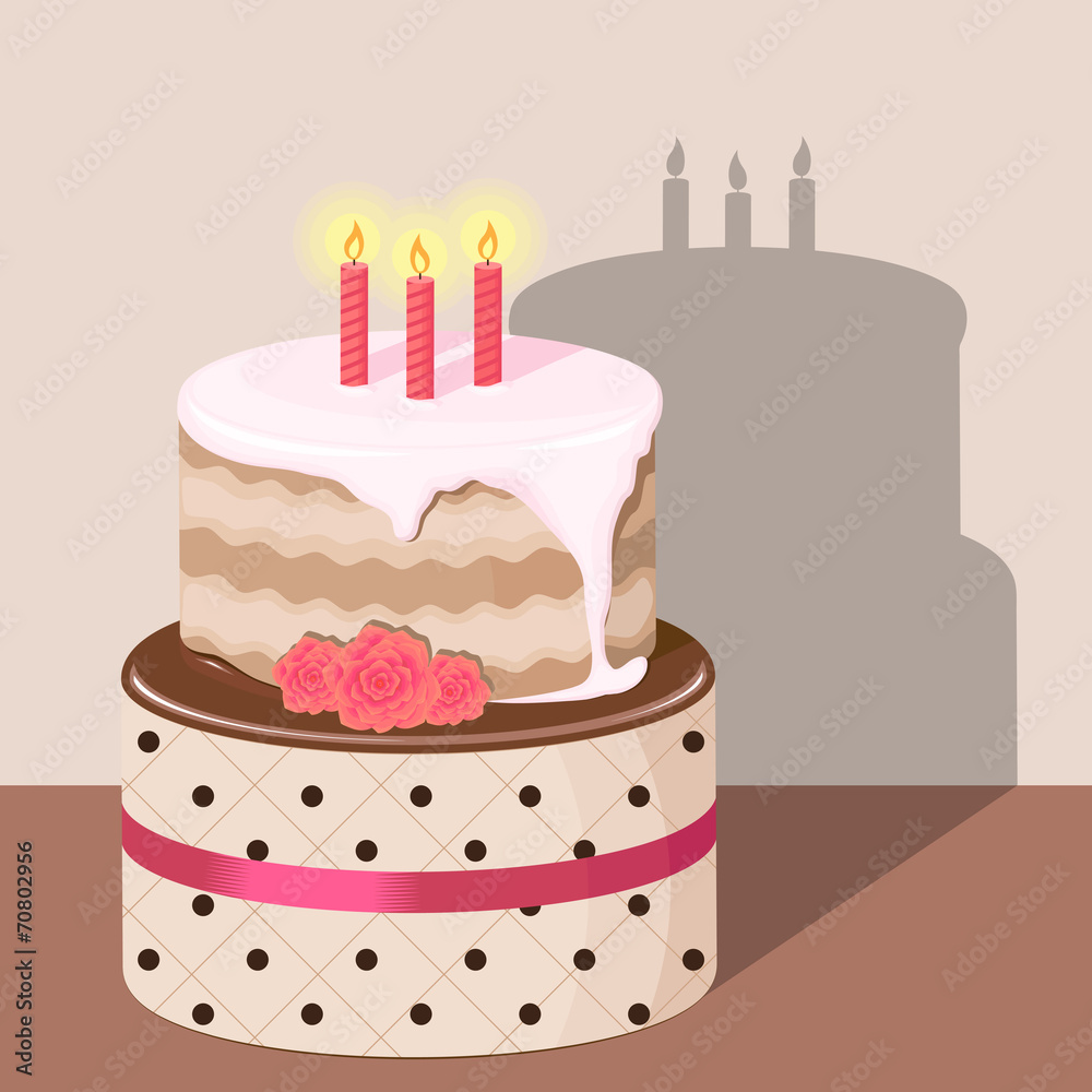 Birthday cake with strawberry cream isolated Birthday cake with strawberry cream isolated