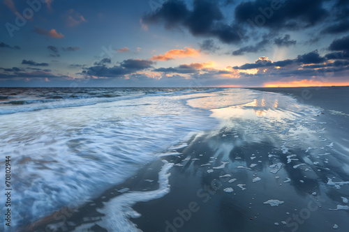 sunrise over North sea coast during low tide