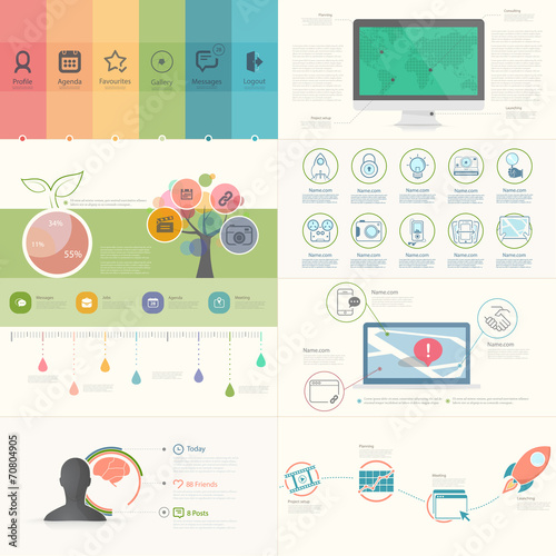 Set of infographics elements for presentation templates.